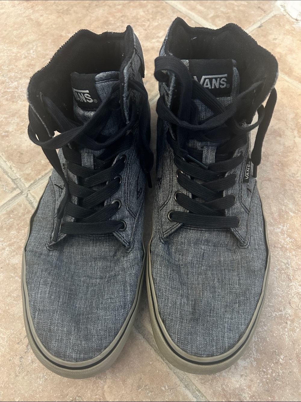 Vans Men's High-Top Canvas Sneakers in Gray and Black